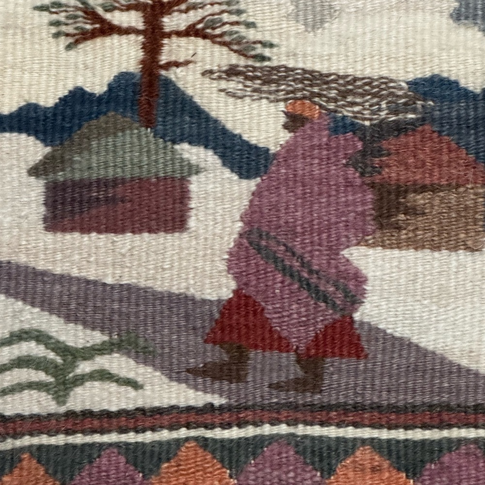 Tapestry Wall Hanging Mohair Wool Large African Lesotho Hand-Woven Figurative - Picture 7 of 7